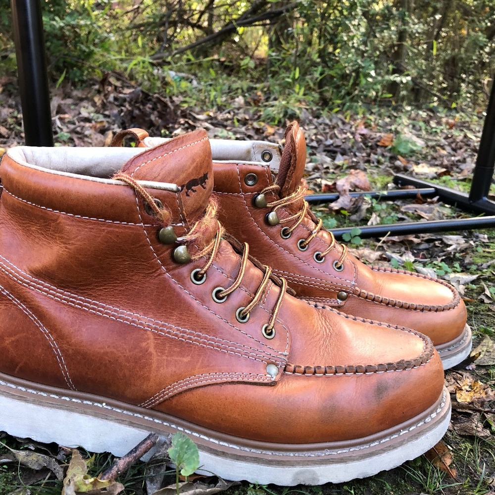 Golden Fox steel toe boots, cognac color, sz 12